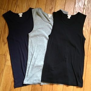 Bundle of 3 J Crew Tanks: Navy, Grey & Black - S